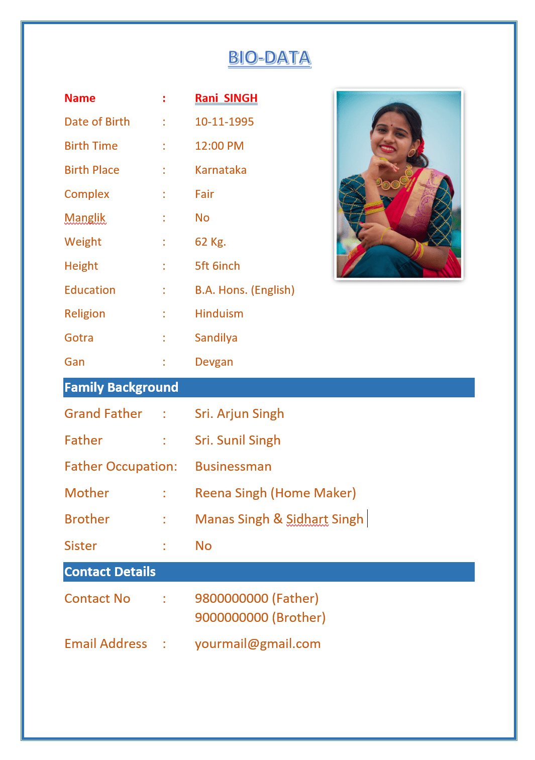 Marathi Marriage Biodata Word Format Download Free